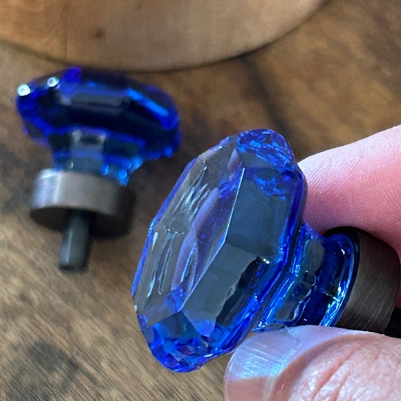 Cobalt Blue Glass Knobs - 1 Pair - Picture 3 of 12
